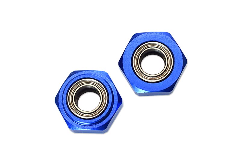 GPM For Tamiya DT-03 Upgrade Parts Aluminium Front Wheel Hex Adapter With Bearing - 2Pcs Set Blue