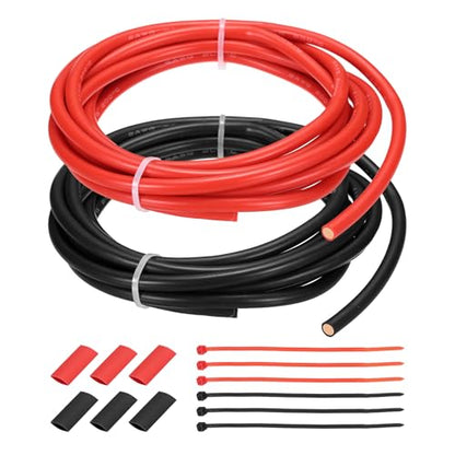 MECCANIXITY 8 Gauge Silicone Electrical Wire Cables, 8 AWG 10ft Black and 10ft Red Electrical Wires High Temp 600V 200C Flexible Stranded Tinned Copper Wires Automotive Cable with Accessories - size: 8 Gauge 3m/10ft