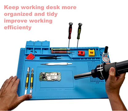 PAFOWO Silicone Soldering Mat for Electronic Repair, 17.7 X 11.8 in | Heat Resistant 932°F Solder Mat, Anti-Static Repair Mat,Magnetic Screw Tray,Scale Ruler,BGA,Phone Watch Laptop PCB,Workbench