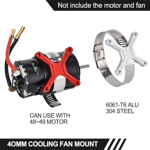 Aluminum 40x40mm RC Cooling Fan Adjustable Mount Bracket, Compatible with 35/43/48/49mm Motors, for 1/5 1/7 1/10 RC Car Truck Buggy Heat Sink Radiator Upgrade Parts (48 49 Red) - color: 48 49 Red