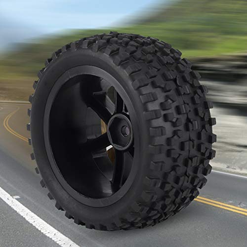 RC Crawler Tires, Durable Rubber Off-Road Grip, 1/10 Scale RC Tires 4pcs Black Wheel Set for RC Enthusiasts, Off-Road Racing, Crawling Adventures