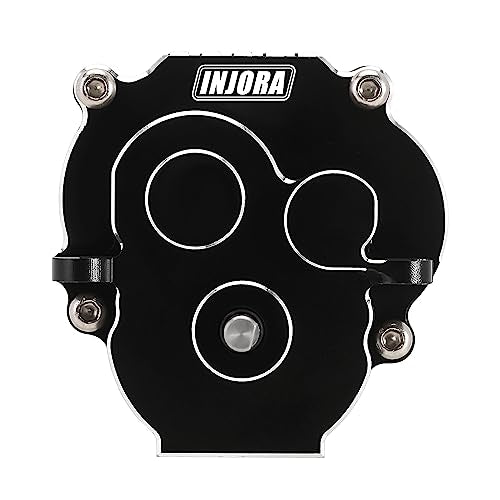 INJORA Transmission Gearbox with 16.6/1 Gears Pinion CNC Aluminum Complete Transmission for TRX4M 1/18 RC Crawler Upgrade(Black)
