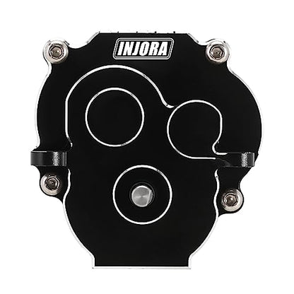 INJORA Transmission Gearbox with 16.6/1 Gears Pinion CNC Aluminum Complete Transmission for TRX4M 1/18 RC Crawler Upgrade(Black)