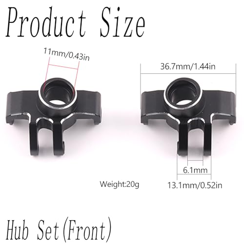 Front Knuckle Spindle + Rear Hub Set Aluminium Upgrade Parts for Arrma 1/18 Granite Grom Mega 380 Brushed 4X4 Monster Truck & Typhon Grom Mega 380 Brushed 4X4 Small Scale Buggy, Black (4PCS) - style: Front Steering Cup-Rear Hub- Black
