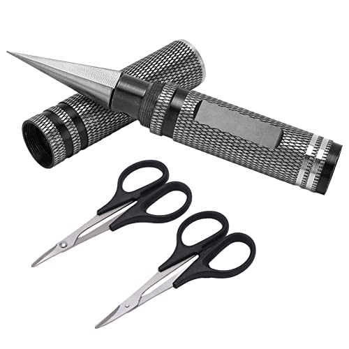 0-14mm RC Body Reamer Hole Puncher with Sleeve & Curved Scissors Tool Drills Set for RC Body Shell (Black) - color: Black
