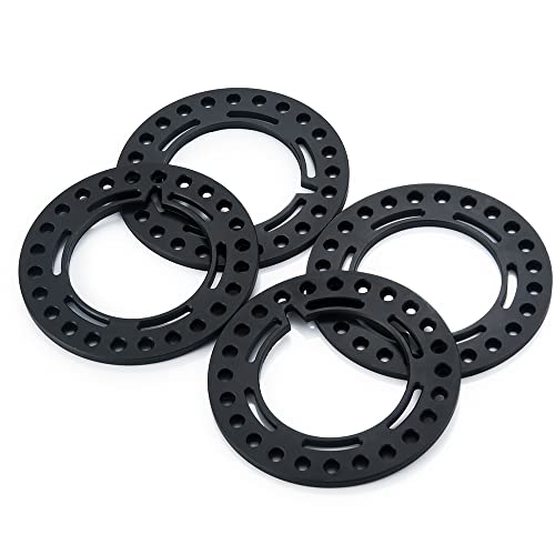 4pcs Aluminum 1.9inch RC Beadlock Wheel Rim Replacement Ring for 1/10 RC Crawler Car 1.9" Wheels/Rims (Black) - color: Black