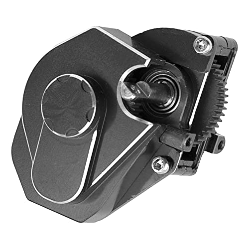 ShareGoo Aluminum Complete Transmission Gearbox w/Transmission Gear Upgrade Part Compatible with Axial SCX24 Deadbolt C10 JLU Gladiator Bronco 1/24 RC Crawler Car (Black) - color: Black