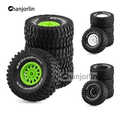 1/7 RC Short Course Truck Tires with Foam Insert and Wheels 17mm Hex OD 135mm 1/8 All Terrain Off Road Tyres for 1:7 RC Buggy Monster Truck Car TRAXXAS UDR 85086-4 4PCS (Green) - color: Green
