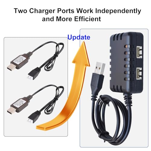 7.4V Li-ion/Lipo Battery Charger 2-in-1 USB Balance Smart Charger with XH-3P Plug 1A for 2S Batteries RC Cars Drone Boat Airplane Helicopter Truck Quadcopter Airsoft SCX24 SCX10