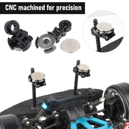 Hobbypark Aluminum Alloy Magnetic Stealth Invisible Body Post Mounts Black for 1/10 RC Rock Crawler Drift Touring Car (Set of 4)