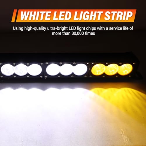 AUXTINGS 38 inch Single Row Dual Color LED Light Bar 210W Off Road Light Bar White Amber Combo LED Work Light Truck UTV 4x4 Cars SUVs ATVs Boats Fog Driving Light with Wiring Harness kit - size: 38 inch white amber