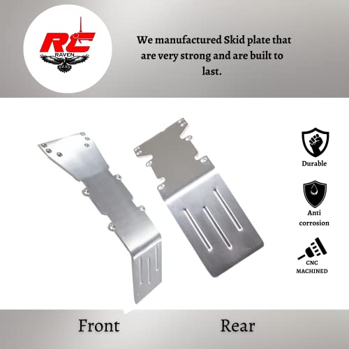 RC Car Skid Plate for T-Maxx and E-maxx Brushed Aluminum Skid Plate Front and Rear with a Set of Brushed Aluminum Bumper Set- RC Car Upgrade Parts