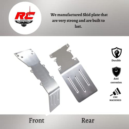 RC Car Skid Plate for T-Maxx and E-maxx Brushed Aluminum Skid Plate Front and Rear with a Set of Brushed Aluminum Bumper Set- RC Car Upgrade Parts