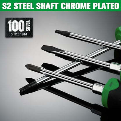 SK 11-Piece Magnetic Screwdriver Set, Slotted/Phillip/Star Screwdrivers | S2 Steel, Heat-Treated Chrome Plating Shaft, Black Oxide Tip, SureGrip Handle - size: 11PC