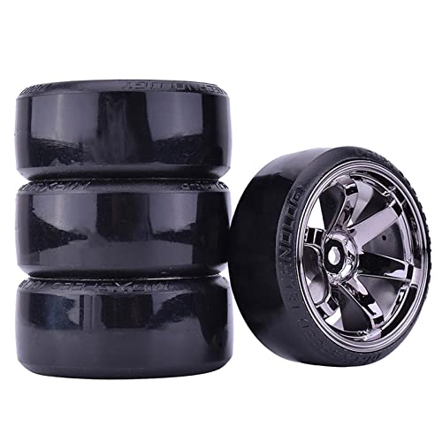 RC Plastic Wheel and Tire Set, 63mm Hard Tyres for 1/10 Drift Car HSP Tamiya HPI Kyosho On-Road Drifting Car (Gray) - color: Gray
