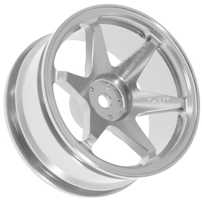 REDSPIDER • 1/10 RC Drift Wheels Rims 12mm Hex Alloy Aluminum for 1:10 Scale Rally Racing Car Tires Tamiya TT01 TT02 XV01 TA06 A959 PTG2 HPI KYOSHO HSP PTG2 Touring Street Tyres 4PCS (Silvery) - color: Silvery