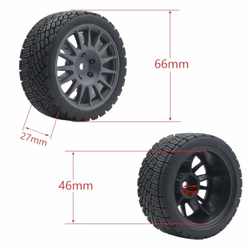 68mm 4PCS 1/10 RC On-Road tires and Hard Plastic wheels set Hex 12mm For WRC Drift Car Conversion 1/10 RC On-Road Car Traxxas Tamiya FW06 TT02 HPI HSP 94122 Kyosho W76 (Titanium) - color: Titanium