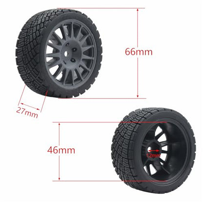 68mm 4PCS 1/10 RC On-Road tires and Hard Plastic wheels set Hex 12mm For WRC Drift Car Conversion 1/10 RC On-Road Car Traxxas Tamiya FW06 TT02 HPI HSP 94122 Kyosho W76 (Titanium) - color: Titanium