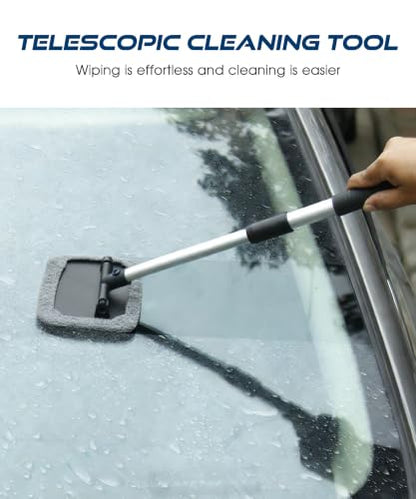 Window Screen Cleaning Brush,Car Accessories Universal Vehicles Window Cleaning Tool with Reusable Cloth Pads,Car Wash Equipment,Automotive Windshield Wiper Tools,Fit for All Cars (Rectangle) - size: Rectangle