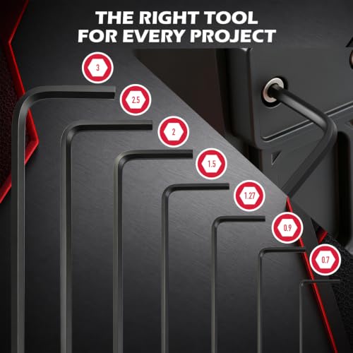 SEDY 7-Piece Mini Hex Key Metric Set, L Shape Allen Wrench, 0.7mm, 0.9mm, 1.27mm, 1.5mm, 2mm, 2.5mm, 3mm, Cr-V - style: 7-Piece Mini Metric Hex Key Set