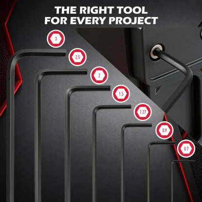 SEDY 7-Piece Mini Hex Key Metric Set, L Shape Allen Wrench, 0.7mm, 0.9mm, 1.27mm, 1.5mm, 2mm, 2.5mm, 3mm, Cr-V - style: 7-Piece Mini Metric Hex Key Set