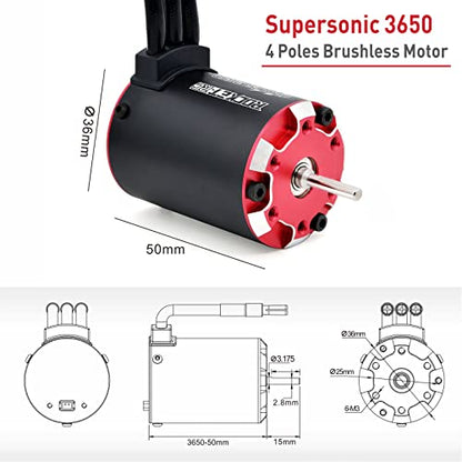 Surpass Hobby 3650 Brushless Motor, 5600kv Shaft 3.175mm Rc Motor for 1/10 RC Car Vehicle - size: 5600kv