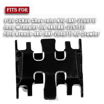 Aluminium Chassis Protection Upgrades Part for 1/30 SCX30 Chev rolet K10/Jeep Wrangler JLU 4X4/F0rd Bronco 4X4 RC Crawler,AXI-2260T1/AXI-2261T2/AXI-2048T1,RC Alloy Skid Plate Chassis,Black