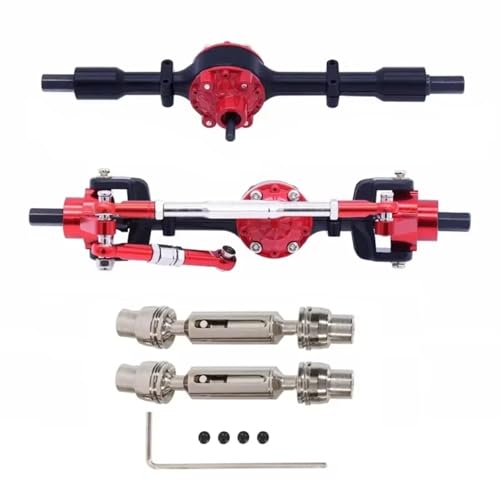 Metal Front and Rear Axle Assembly with Drive Shafts Set for WPL C14 C24 C34 C44 C54 B14 B24 1/16 RC Crawler Truck Upgrades Parts (Black) - color: Black