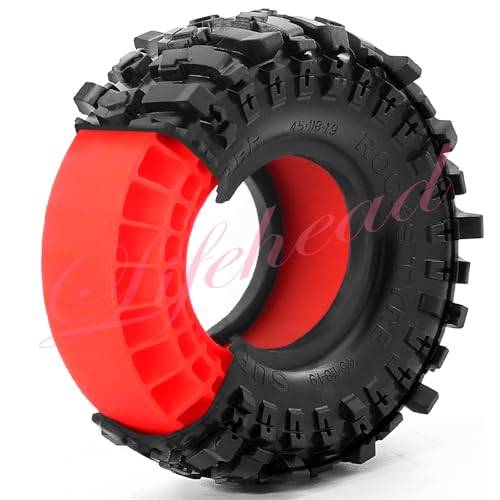 Lifehead 1.9 inch Silicone insert tires - All Terrain Pliable Rubber Tires for 1/10 RC Crawler Car TRAXXAS TRX4 TRX6 Axial SCX10 90046 90047 SCX10 III AXI03007 Tamiya CC01 YK4102/4.6" Outer Diameter - color: Red
