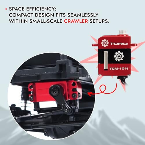 Helidirect TORQ Full CNC Case Metal Gear Coreless Servo for TRX4M 1/18 RC Crawler Upgrades Parts - Remote Control Car, RC Crawler Car Electronics (TCM-1011 for TRX4M/TRX4MT with Servo Horn)