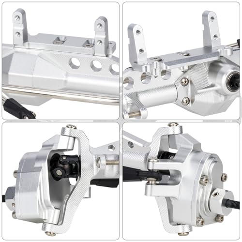 1/10 RC Portal Axles Set with BTA SOA Servo Mount CNC Aluminum One Piece Construction Offset Front Rear Completes Axle Set for Axial Capra 1.9 UTB LCG Cheater Rig 4WS DIY Upgrades (Silver) - color: Silver