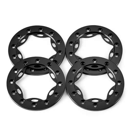 4PCS/1Set Aluminum 1.55" RC Beadlock Ring for AXIAL UTB18 D90 TF2 CC01 AX90069 MST JIMNY 1/10 RC Crawler Truck Car Wheels (Black) - color: Black