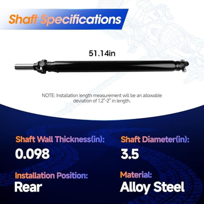 51.14'' Rear Drive Shaft Prop Shaft Driveshaft Assembly [4WD Automatic Trans 119.0" WB] Fit for Chevrolet Chevy Silverado 1500 | GMC Sierra 1500 1999-2005, OE 15109400 15163798 - size: 51.14in--51.14in