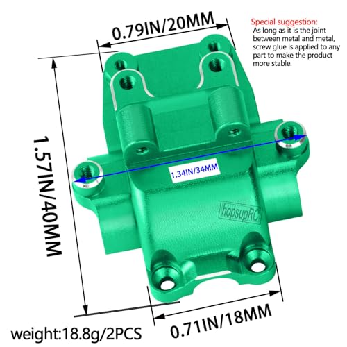 Alloy Gearbox Transmission Case Front&Rear Differential Housing for 1/18 LaTrax Teton Desert Prerunner Rally,Wave Box Gearbox Hops Up,SST-Replaces Part 7530(Green) - color: Green(2pcs)