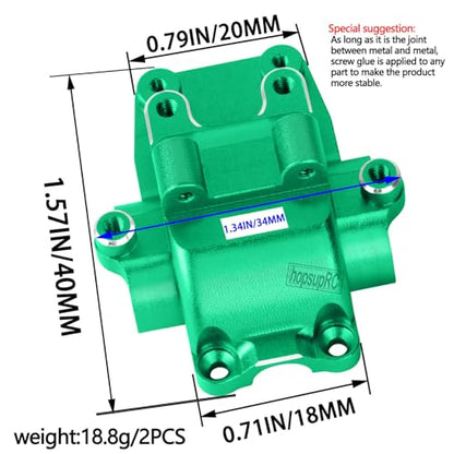 Alloy Gearbox Transmission Case Front&Rear Differential Housing for 1/18 LaTrax Teton Desert Prerunner Rally,Wave Box Gearbox Hops Up,SST-Replaces Part 7530(Green) - color: Green(2pcs)