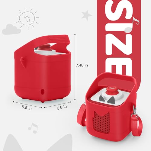 PISOSN Shockproof Carrying Case for Toniebox 2 – Anti-Slip Silicone Cover with Handle for Secure Grip (Red) - color: Red