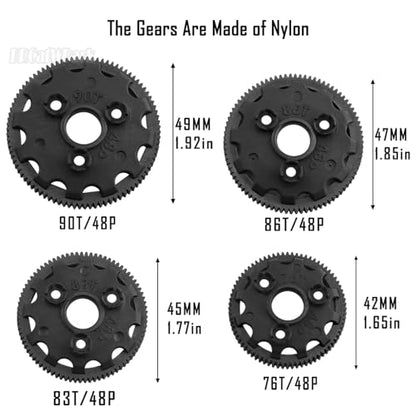 RC 48P Spur Gear (76T 83T 86T 90T) Upgrades Part for 1/10 Slash/Rustler/Stampede/Bandit 2WD (VXL),w/Slipper Clutch & Transmission Gear & Slipper Rebuild Kit & Pressure Plate,Red - color: (76t 83t 86t 90tgear) - Red