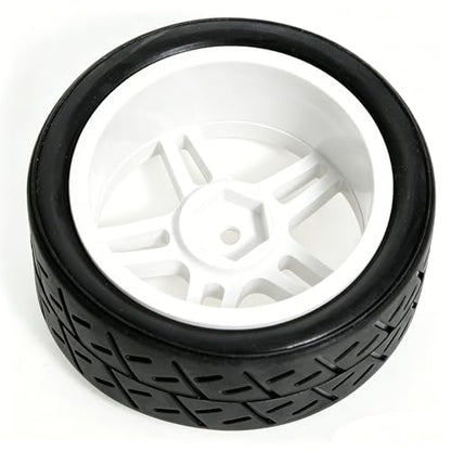 1/10 RC Rally Street Tires OD 65mm with 12mm Hex Hard Plastic Wheels for 1:10 1/12 On Road Drift Touring Car Tamiya TT01 TT02 Traxxas XV02 XV01 TA06 HPI KYOSHO PTG2 A959 4PCS (White) - color: White