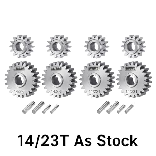 INJORA Stainless Steel 14/23T Stock Portal Gears Set for 1/18 RC Crawler Redcat Ascent-18 Upgrade, 2 Sets - size: 14/23T*2