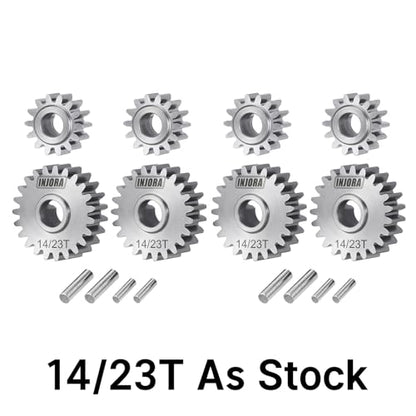 INJORA Stainless Steel 14/23T Stock Portal Gears Set for 1/18 RC Crawler Redcat Ascent-18 Upgrade, 2 Sets - size: 14/23T*2