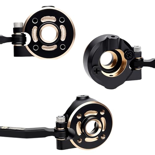 Brass Front Steering Knuckles w/Adjustable Steering Block Weights&Steering Link 19g/Set for Redcat Ascent-32 1/32 RC Crawler Car Upgrades,Black Coating