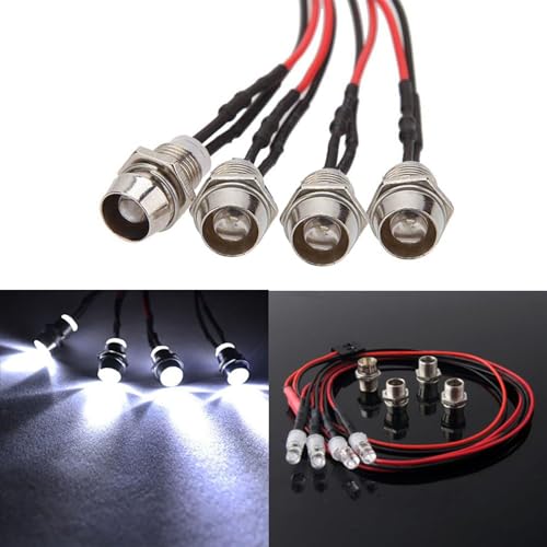 4Led RC Truck Car Led Light Kit,WONFAST LED RC Car Headlights Taillight Set Accessories for 1/10 1/12 1/8 RC Car Truck Tank Crawler for Redcat Axial HSP Tamiya SCX10(White) - color: White