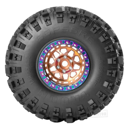 RC Aluminum 2.2 Inch Wheel Rims Tires for 1/10 SCX10 II 90046 SCX10 III AXI03007 TRX4 TRX6 VS4-10 Gen8 MST CFX D90 RC Crawler Car, Beadlock Wheel, Bronze - color: Bronze (2.2 Tires Wheels)