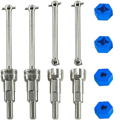 Steel Drive Shaft Kit Front & Rear (Universal Shafts/Rear stub axles/Dogbones/Hexes) - Compatible with ARRMA 1/16 Mojave GROM Series Desert Trucks (ARA2104/ARA2304/ARA2304S) - color: Silver, size: Hex Blue
