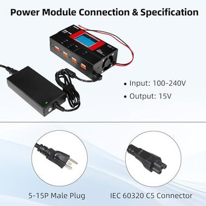 Radiolink CB86-PLUS RC Lipo Balance Smart Charger Discharger 8 Charging Ports 1S-6S 162W 6A with Power Supply Fast Charging, Battery Capacity Recovery Cycle Trickle for Li-Po/Li-Ion/Li-Fe/LiHV Battery