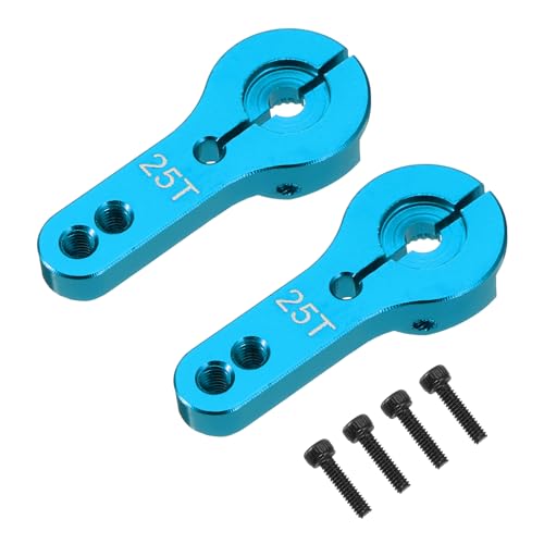 MECCANIXITY Aluminum Alloy 25T Steering Servo Arm Horn Blue for DIY RC Car/Boat/Airplane Boat Accessories 2 Pcs - color: Blue