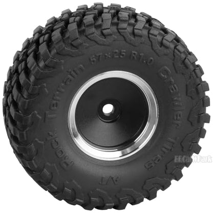 RC 1.0" Wheels and Tires for 1/18 TRX4M,1/24 SCX24 RC Crawler Car,RC Off Road Buggy Rally Truck Wheel and Tires,1.0 Alloy Wheel Rims & Rubber Tires,w/Foam Inserts,7mm Hex Rim,4PCS-(C) - style: 1.0 - (C-Bailuchi Tires)