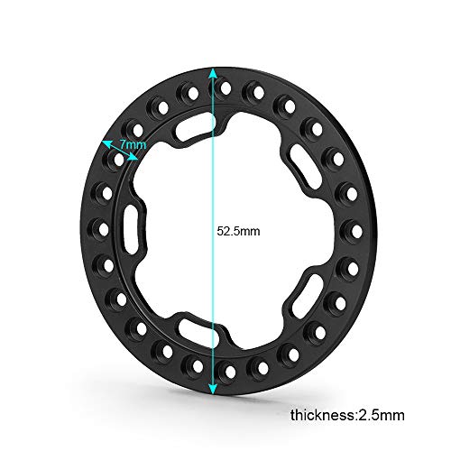 Aluminum Alloy RC Beadlock Wheel Rim Replacement Ring for 1:10 Crawler RC Car 1.9" Wheels/Rims-Pack of 4pcs (Matte Black) - color: Matte Black