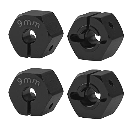 Aluminum Alloy 12mm Wheel Hex Hub Drive Adapters with Pins Screws Compatible with Axial SCX10 HSP HPI Tamiya Redcat 1/10 RC Crawler Car (9mm, Black) - color: Black, size: 9mm