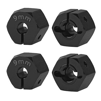 Aluminum Alloy 12mm Wheel Hex Hub Drive Adapters with Pins Screws Compatible with Axial SCX10 HSP HPI Tamiya Redcat 1/10 RC Crawler Car (9mm, Black) - color: Black, size: 9mm